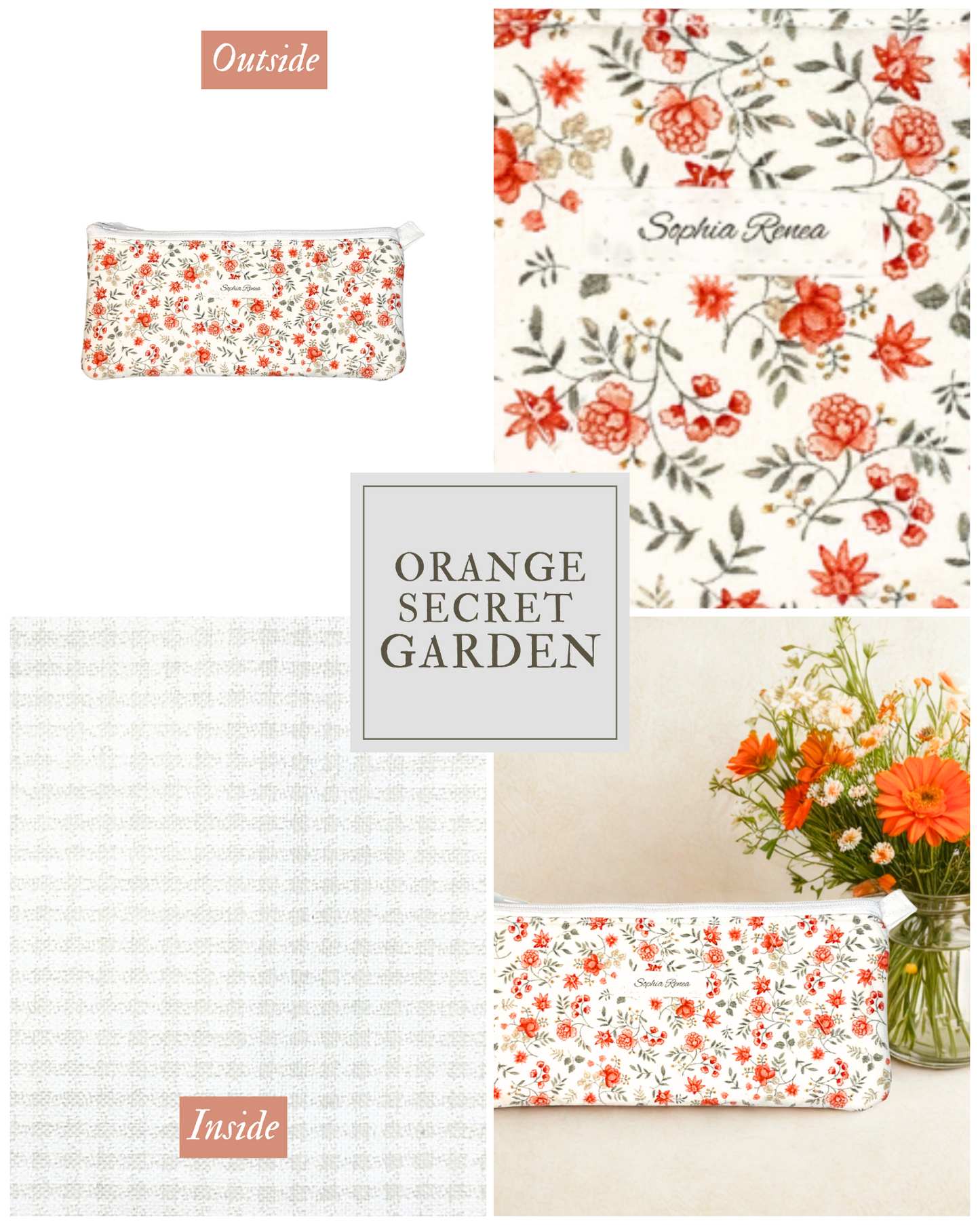 Orange Secret Garden Pencil Case