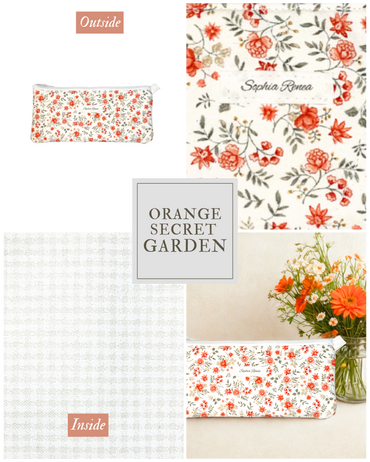 Orange Secret Garden Pencil Case