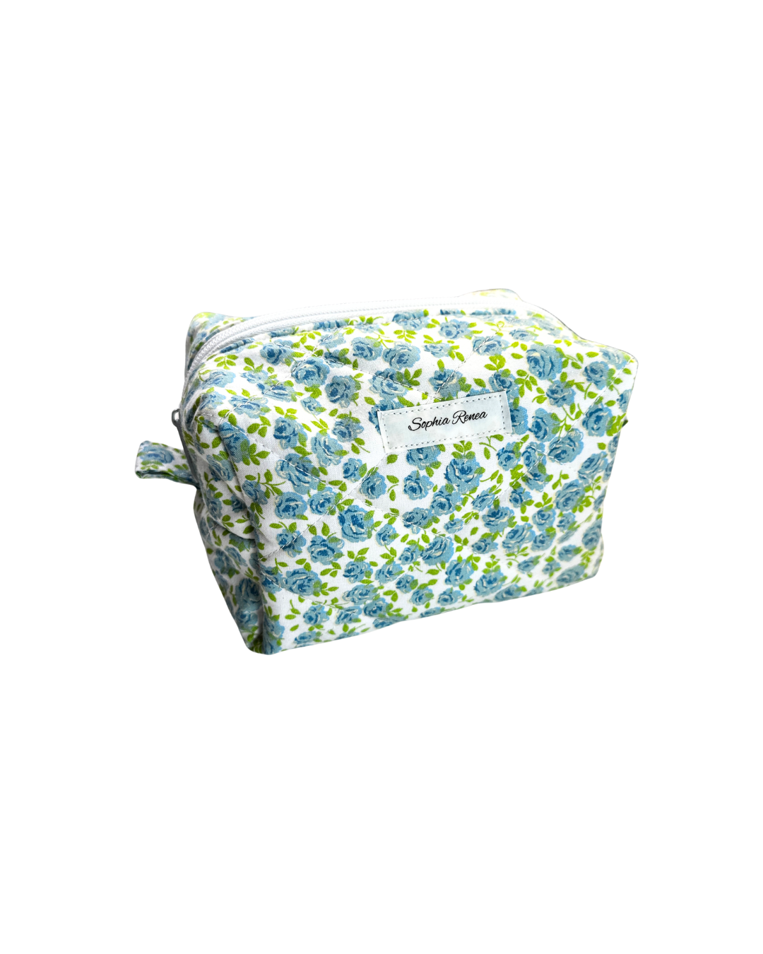Medium Blue Rose Garden Makeup Bag