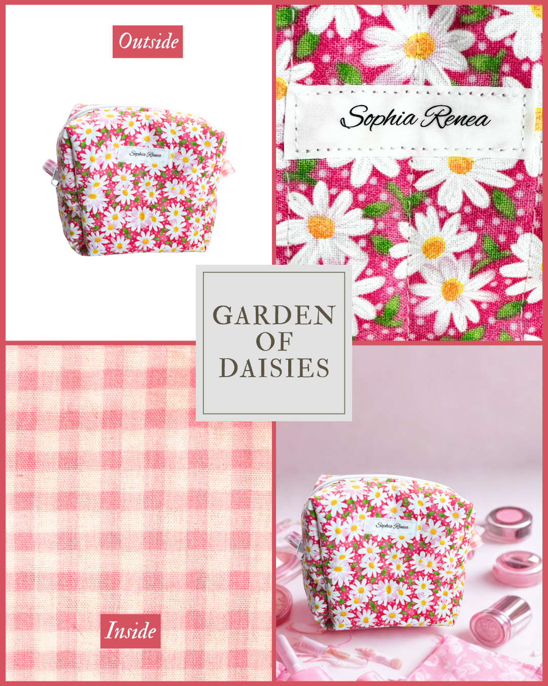 Medium Garden Of Daisies Makeup Bag