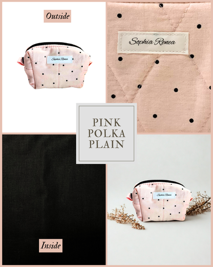 Mini Pink Polka Dot Makeup Bag