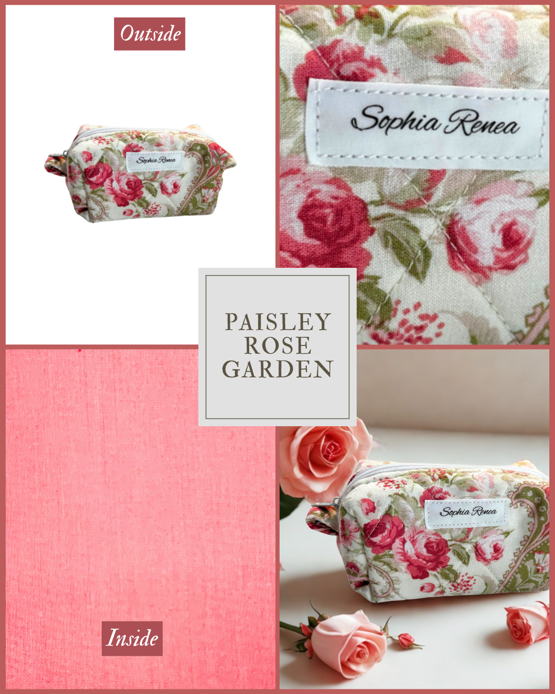 Mini Paisley Rose Garden Makeup Bag