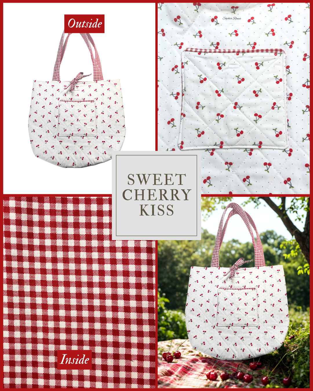Large Sweet Cherry Kiss Tote Bag