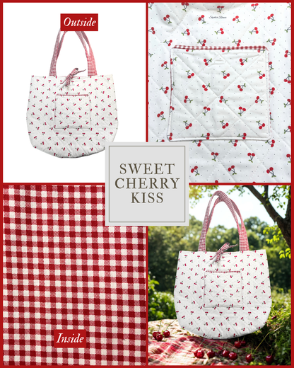 Large Sweet Cherry Kiss Tote Bag