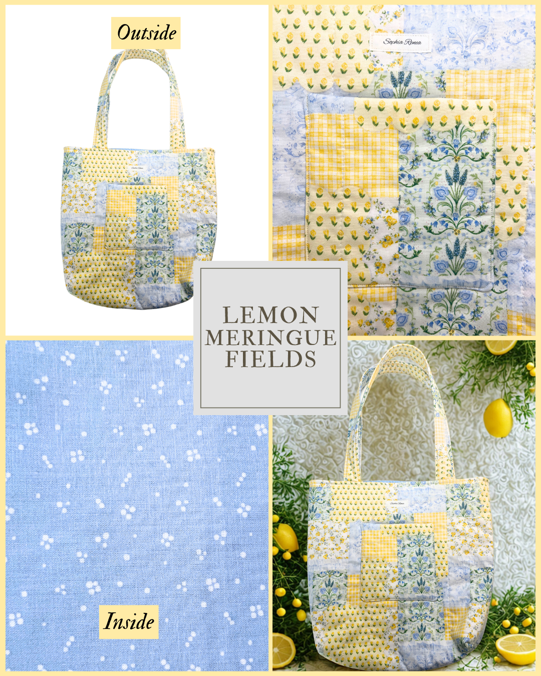 Large Lemon Meringue Fields Tote Bag