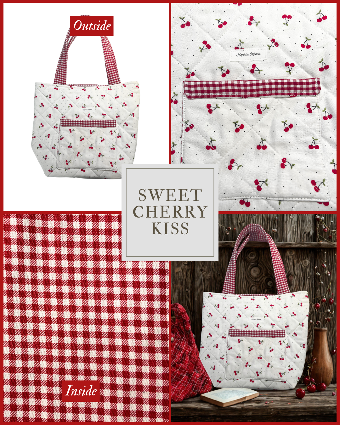 Mini Sweet Cherry Kiss Tote Bag