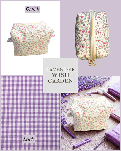 Medium Lavender Wish Garden Makeup Bag
