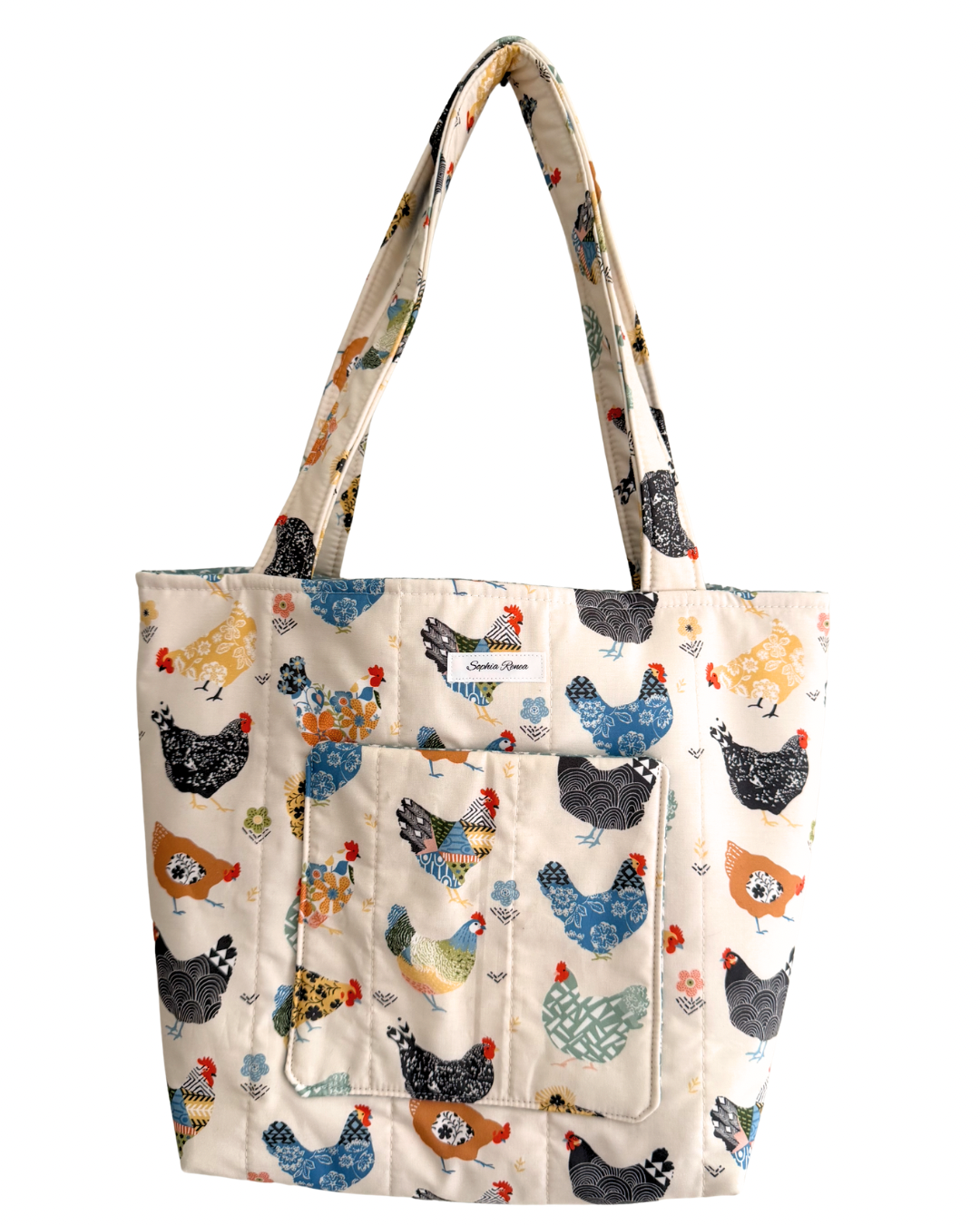 Large Patchwork Hens Tote Bag
