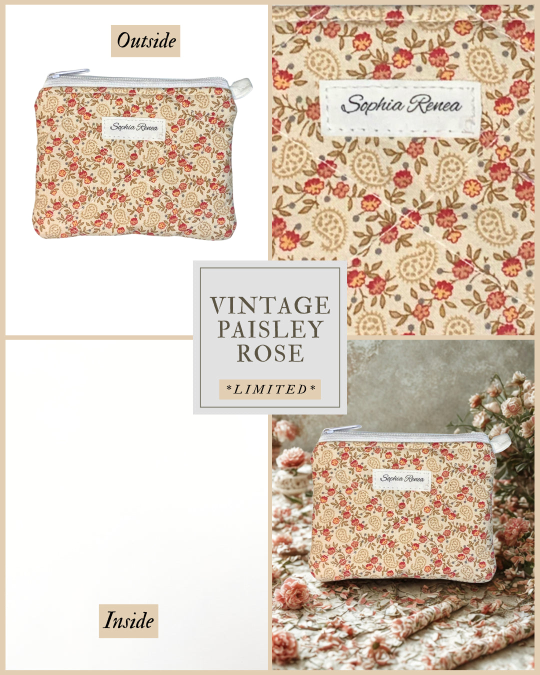 Vintage Paisley Rose Wallet